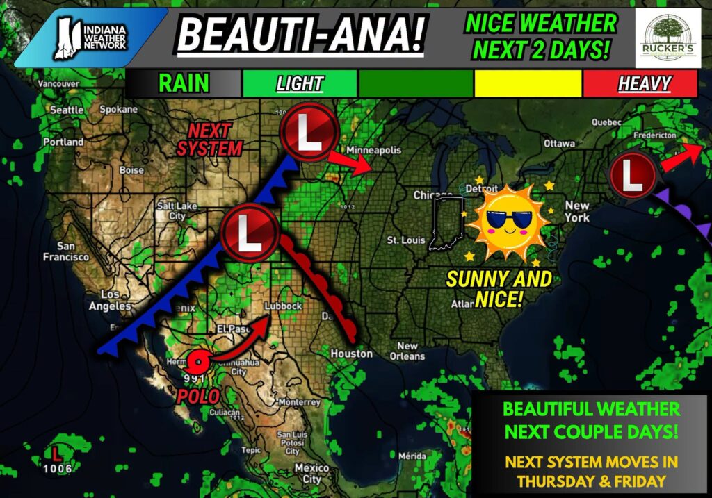 Indiana Enjoys Two Beautiful Days of Sunshine Before a New System Brings Widespread Rain and Clouds Thursday and Friday