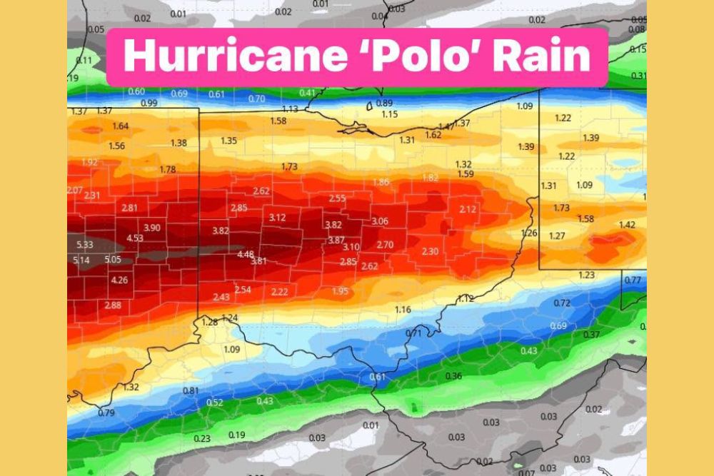 Hurricane Polo Moisture Set to Bring Heavy Rain and Flooding Risk to Ohio This Week After an Already Very Wet Two Months