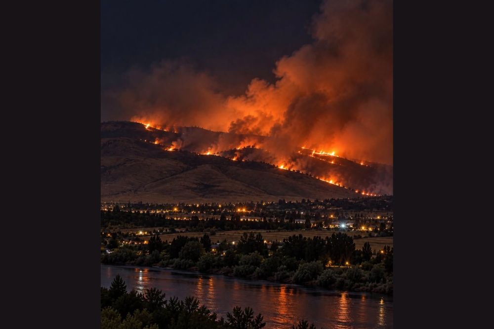 Level 3 GO NOW Evacuations Ordered as Fast-Moving Second Street Fire Burns Past 1,100 Acres Near Benton City, Washington