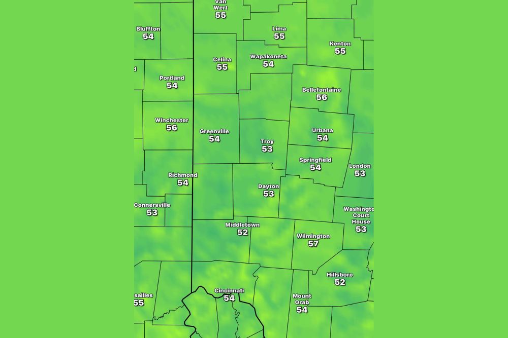Miami Valley Wakes Up to Mild and Comfortable Low to Mid 50s Under Clear Skies Before Temperatures Rebound Nicely on Wednesday