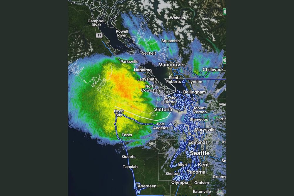 Rain Moves Onto the Northwest Washington Coast and Vancouver Island Right on Schedule as the Pacific Northwest Wet Season Settles In