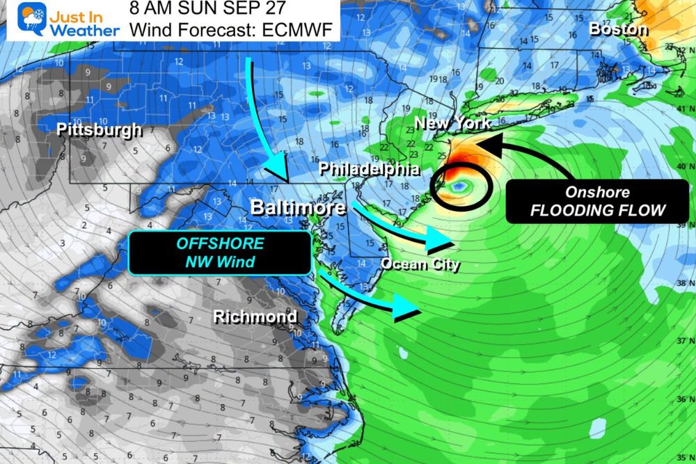 Nor'easter Stalls Near the New Jersey Coast and Sends a Second Surge of Rain Into Central Maryland and the Mid-Atlantic on Sunday