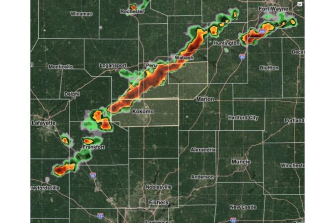 Cass, Grant, Miami, Wabash and Howard Counties in Indiana Hit With Strong Storm Statement as Line of Storms Brings 40 to 50 MPH Wind Gusts Through Kokomo and Wabash