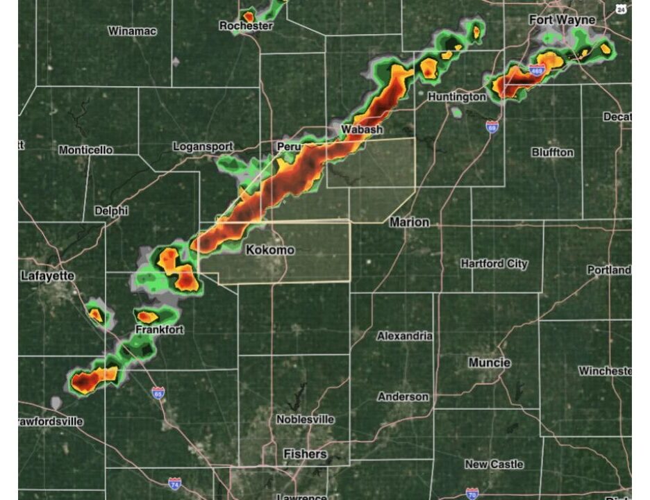 Cass, Grant, Miami, Wabash and Howard Counties in Indiana Hit With Strong Storm Statement as Line of Storms Brings 40 to 50 MPH Wind Gusts Through Kokomo and Wabash
