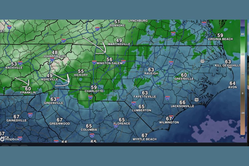 Dewpoints Set to Crash Across North Carolina as Crisp, Drier Air Moves In, Bringing Much Less Humidity and Lots of Sunshine Through Friday