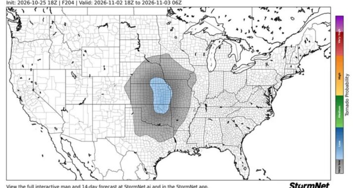 Early Warning for the Plains: Long-Range Forecast Flags a Possible Tornado and Severe Storm Threat for Monday, November 2, Centered on Kansas and Missouri
