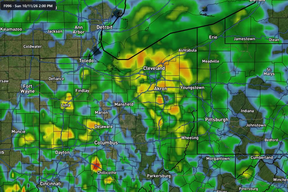 Heavy Rain Threat Increasing for Northeast Ohio and the Region on Sunday as Models Show a Swath of 1 to 2 Inches and Possible Thunderstorms