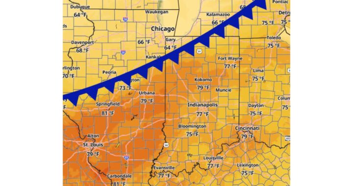Illinois, Indiana and Ohio Warm Into the Upper 70s and Low 80s Thursday as Springfield and Carbondale Hit 81 Ahead of a Cold Front and Broken Line of Showers