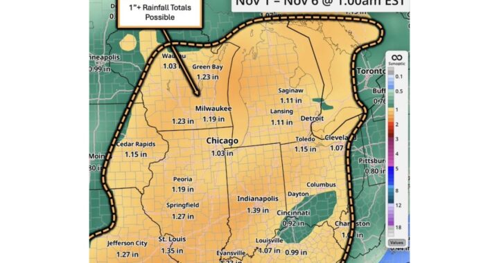 Indianapolis Could Soak Up Nearly 1.4 Inches as Wave After Wave of Rain Targets the Ohio Valley and Great Lakes During the First Week of November