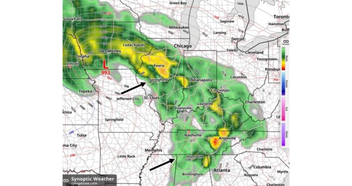 Iowa, Illinois, Indiana, Kentucky and Tennessee in Line for Widespread Rain Tuesday, November 3, as 993 mb Low Tracks From the Plains Into the Midwest