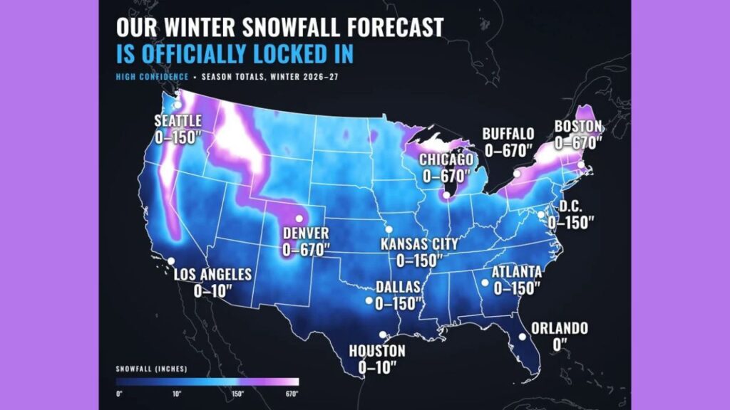 Illinois, New York, Massachusetts and Colorado Face Snowfall Ranges Up to 670 Inches in 2026-27 Winter Forecast as Super El Niño Approaches