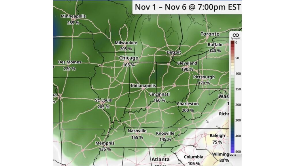 Minneapolis Could See Nearly 3 Times Its Normal Rainfall as a Soggy Pattern Takes Over the Midwest and Ohio Valley to Kick Off November