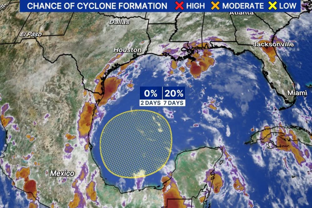 National Hurricane Center Highlights the Southwestern Gulf With a 20 Percent Chance of Tropical Development Over the Next Seven Days