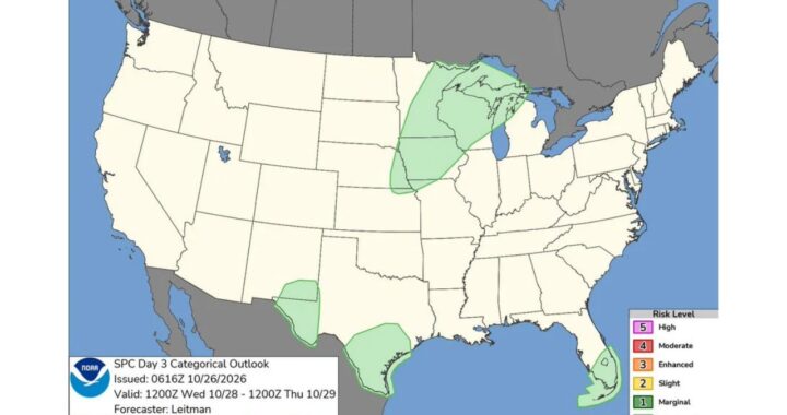 No Severe Storm Threat Expected Wednesday Into Thursday, but Thunderstorms Could Still Rumble Across the Upper Midwest, Texas and South Florida