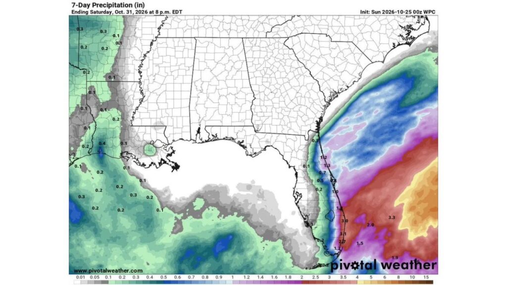Not a Drop in Sight: Alabama and the Deep South Stay Bone Dry Through Halloween While Rain Hugs Only Florida’s Atlantic Coast