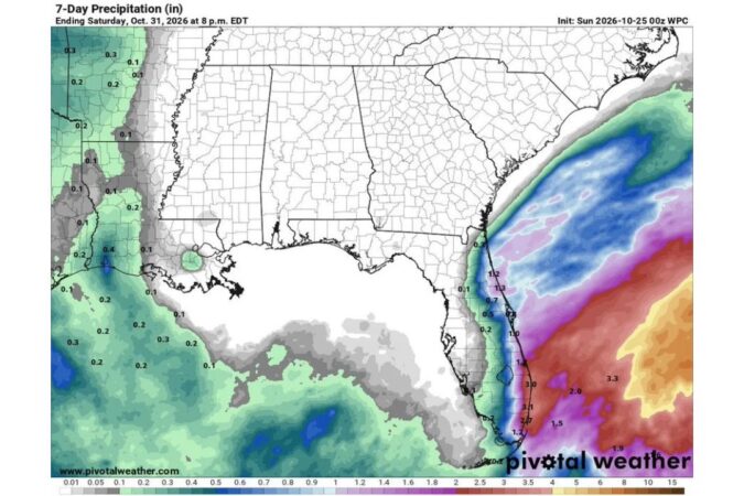 Not a Drop in Sight: Alabama and the Deep South Stay Bone Dry Through Halloween While Rain Hugs Only Florida’s Atlantic Coast