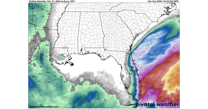 Not a Drop in Sight: Alabama and the Deep South Stay Bone Dry Through Halloween While Rain Hugs Only Florida’s Atlantic Coast