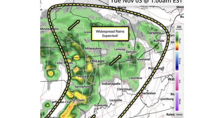Ohio Valley, Illinois, Indiana and Michigan Set for 1 to 2+ Inches of Rain as Multiple Storm Systems Roll Through Between November 2 and November 6