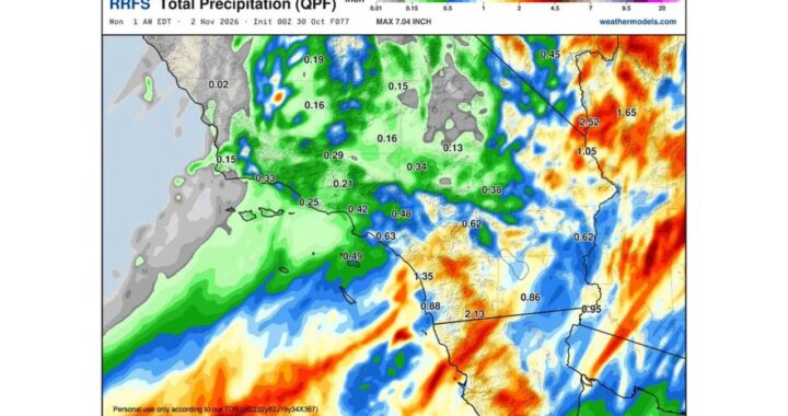 Orange, San Diego and Western Riverside Counties Favored for Heaviest Rain as Weekend Storm Brings Light Showers Friday and a Large Rain Band Across Southern California Saturday Evening