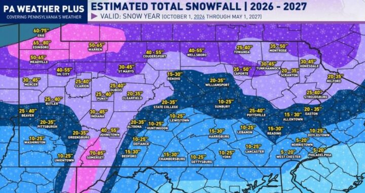 Pennsylvania Snowfall Outlook for 2026-27 Puts Somerset at 70 to 85 Inches and Erie Up to 75 Inches as Strong El Niño Shapes Winter Across the State