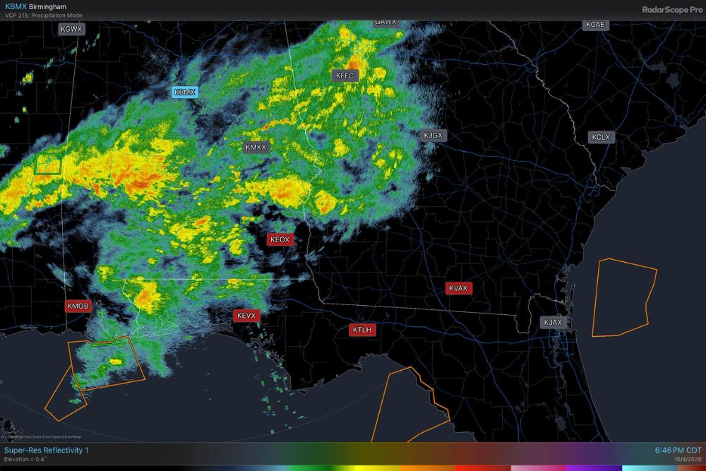 Rare Radar Data Outage Leaves Five Gulf Coast Radars Hidden From the Public as Storms Move Through Alabama, Florida, and Georgia