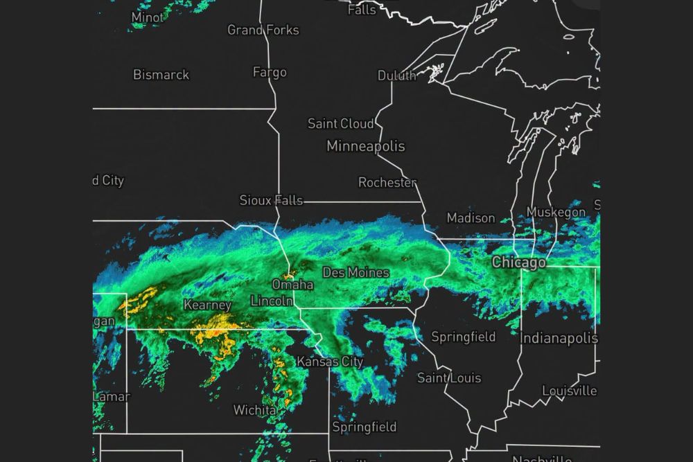 Remnants of Hurricane Polo Spread a Wide Shield of Rain Across the Central Plains and Midwest, a Setup That Would Have Meant a Major Winter Storm in January