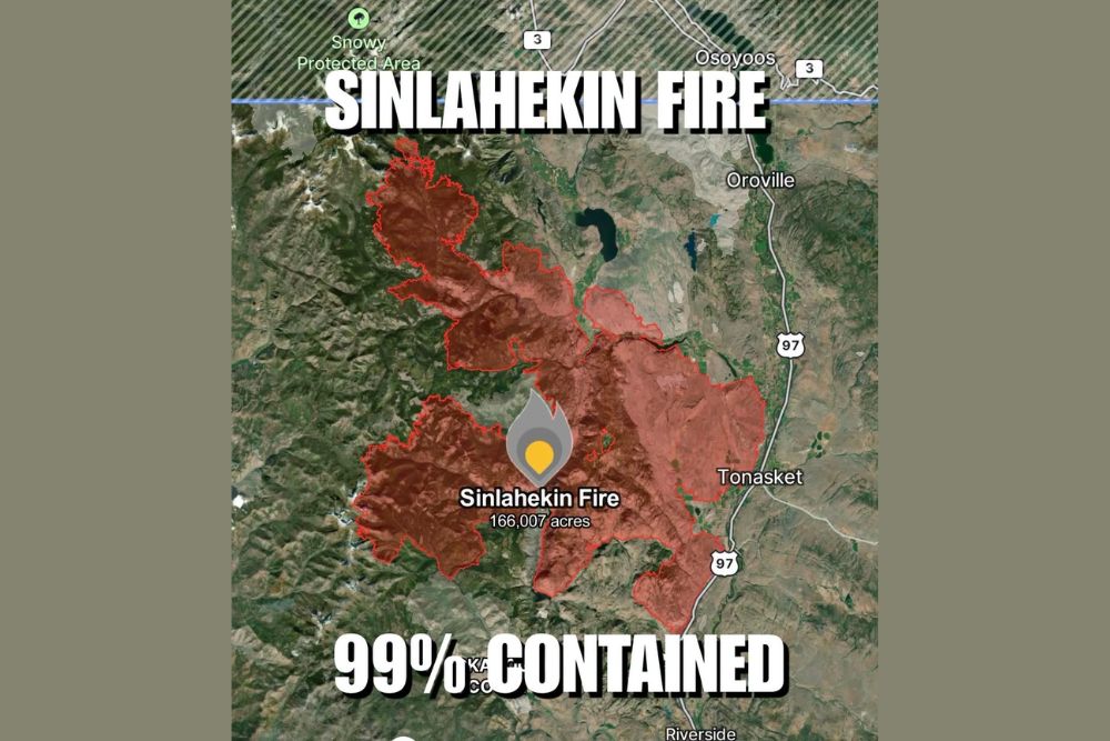 Sinlahekin Fire Reaches 99 Percent Containment After Burning More Than 166,000 Acres Over 73 Days in North Central Washington