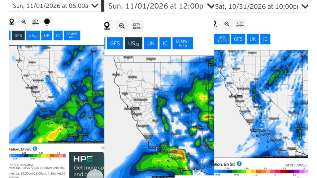 Southern California Faces Rare Wet Halloween as Possible Atmospheric River Threatens Los Angeles With Heavy Rain and Mountain Resorts With Snow by Sunday
