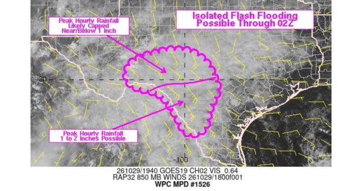 Southern Texas and the Edwards Plateau Faced Isolated Flash Flooding Threat Thursday as Storms Dropped Up to 2 Inches of Rain Per Hour Near the Rio Grande