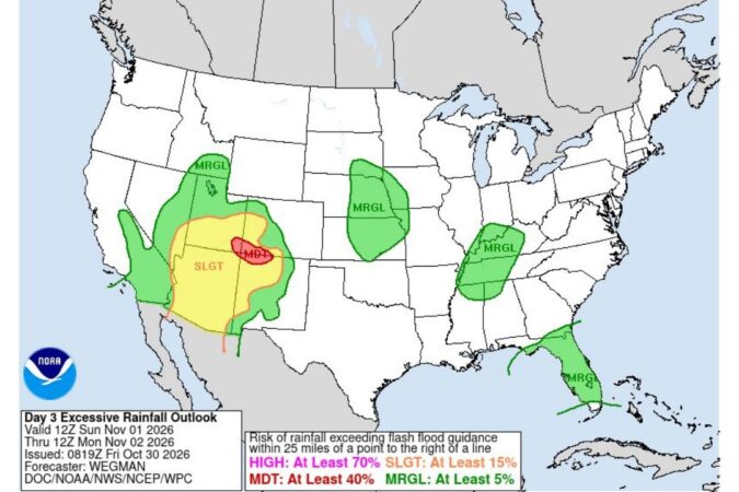 Southwest Colorado and the Four Corners Placed Under Moderate Risk for Flash Flooding Sunday as Excessive Rainfall Threat Spreads Across Arizona, Utah and New Mexico