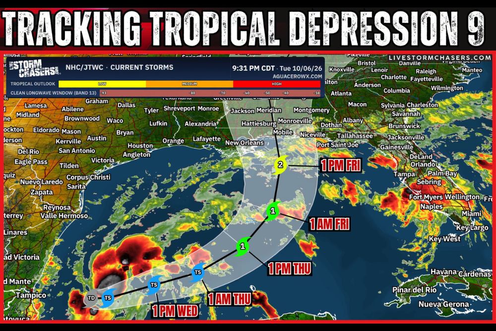 Tropical Depression 9 Expected to Become Category 2 Hurricane Isaias With 100 MPH Winds as Forecast Track Points Toward Mobile, Alabama Coast