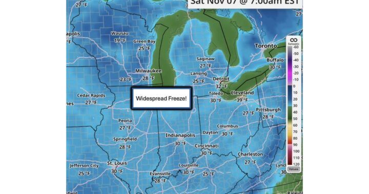 Wausau Could Plunge to 19 Degrees as First Widespread Hard Freeze Takes Aim at the Great Lakes and Ohio Valley on the Morning of November 7