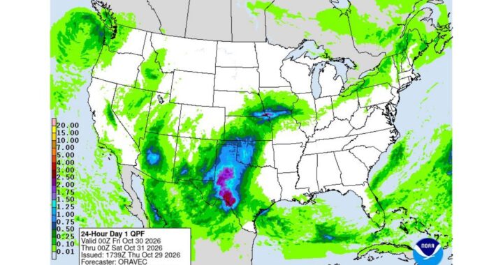 West Texas and Southeast New Mexico Under Flood Watch Through Friday Afternoon as Heavy Rain Bands Could Dump More Than 3 Inches From the Southern Panhandle to Big Bend