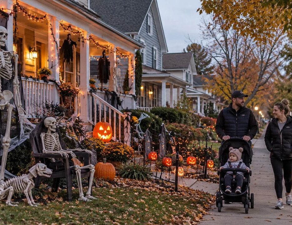 Toddler in Stroller Shouts "I Rebuke You in the Name of Jesus" at Neighbors' Halloween Skeletons and Pumpkins as Florida Parents Laugh Along