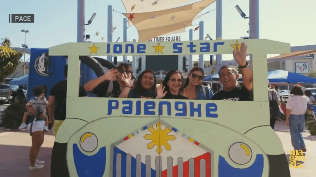 Crowds browse vendor booths and food stalls at a Filipino cultural festival in Coppell