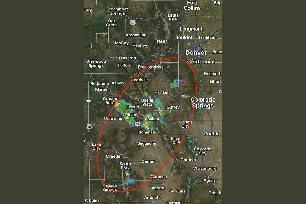 Isolated Slow-Moving Storms Develop Over Colorado's Central and Southern Mountains With a Similar Setup Monday and More Coverage Possible Tuesday